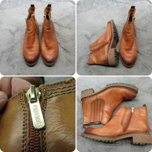 Pikolinos Chelsea Boots Womens US11 EU42 Brown Leather Ankle Side Zip Spain Made